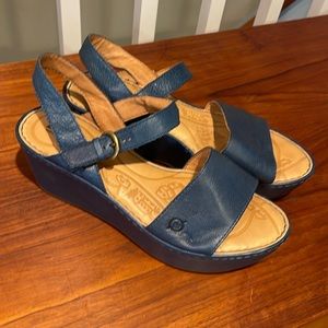 Born blue leather wedges